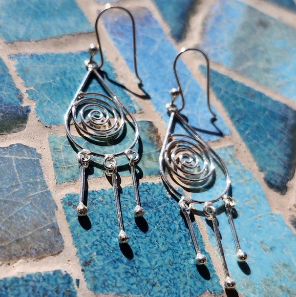 Sterling Silver Swirl dangle earrings - Picture 4 of 14